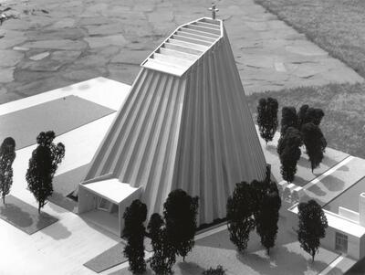 Maquette van de Sint-Ritakerk in Harelbeke, ca. 1962.