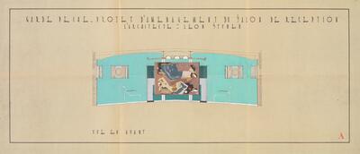 Ontwerp voor het interieur van de maalboot ‘Artevelde’, met een kunstwerk van Julien Van Vlasselaer, 1938.