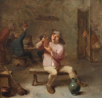Adriaen Brouwer, Drinkende boer, ca. 1632/33, olieverf op koper, 18 x 19 cm Privécollectie, Duitsland Dit werkje was tot voor de Brouwertentoonstelling ongekend en dus ongepubliceerd in de vakliteratuur