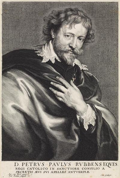 Paulus Pontius, naar Anthony van Dyck, Portret van Peter Paul Rubens, ca. 1645/46, gravure, h 234 mm x b 156 mm KONINKLIJKE BIBLIOTHEEK, BRUSSEL, INV. NR. S.II 29711