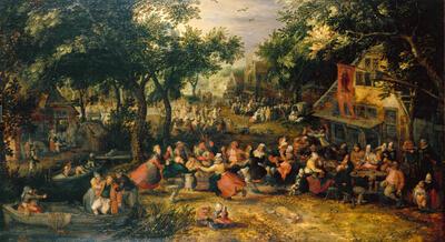David Vinckboons, Dorpskermis, ca. 1605, olieverf op paneel, 52 x 91,5 cm GEMÄLDEGALERIE, DRESDEN, INV. NR. 937