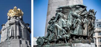 Edouard Vereycken (beeldhouwer) en Antoon De Mol (architect), monument ter ere van de Belgische infanterie, Poelaertplein, Brussel, inhuldiging 1935