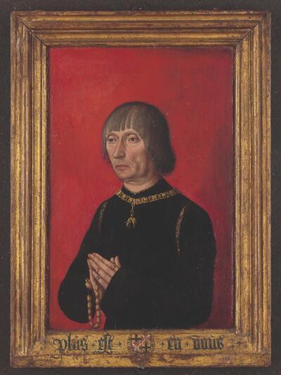 Meester van de Vorstenportretten, Portret van Lodewijk van Gruuthuse, ca. 1480, Brugge (?), olieverf op paneel. COLLECTIE GROENINGEMUSEUM BRUGGE, INV. 0000.GRO1557.I