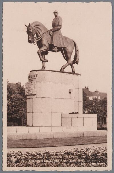 Domien Ingels (beeldhouwer) en Jan-Albert De Bondt (architect), ruiterstandbeeld van koning Albert I, Koning Albertpark (Zuidpark), Gent, inhuldiging 9 mei 1937 STAD GENT, DE ZWARTE DOOS, STADSARCHIEF