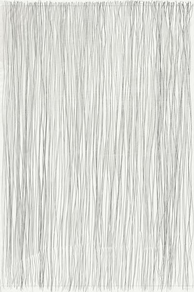 ‘Zonder titel’, 2019, 48,0 x 63,75 cm, houtskool en naald op wit papier