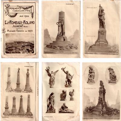 Catalogus uit mei 1922 van de firma Edouard Rombaux-Roland met een grote keuze aan herdenkingsmonumenten