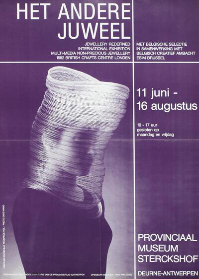 Affiche van de tentoonstelling Het andere juweel in het Provinciaal Museum Sterckshof, 1983 Letteren huis, Antwerpen