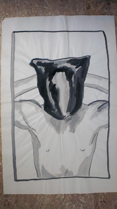 Klaus Verscheure, Holiday Greetings, gouache op papier, 87 x 61 cm