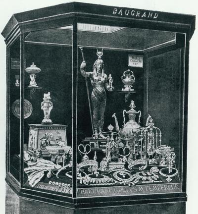 Pagina met de vitrine van Baugrand uit de catalogus van de Exposition Universelle, 1867, Parijs