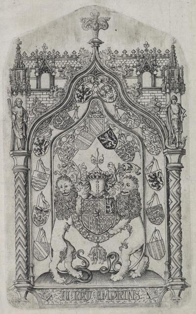 Meester WA, Wapenschild van Karel de Stoute, ca. 1467-1468, gravure Brussel, Koninklijke Bibliotheek van belgië, inv. nr. EST RES F° - VdS 331 - S.II 1053 (=S.I 23097)