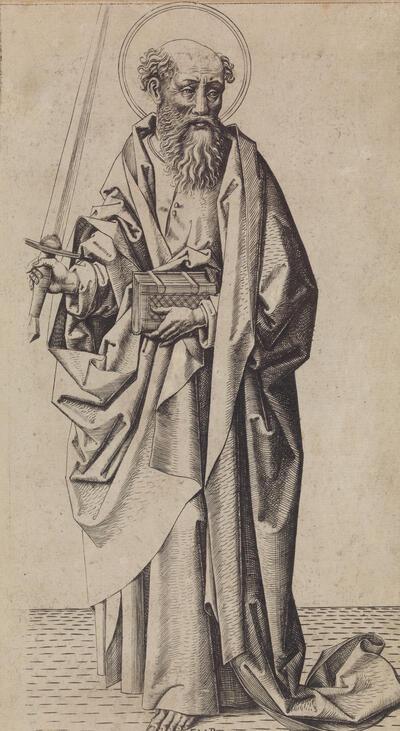 Meester FVB, De heilige Paulus, 1475-1499, gravure Brugge, Musea Brugge, inv. nr. 2014.GRO0014.I