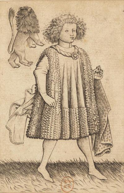 Meester van de speelkaarten, Speelkaart met een lijfknecht, 1460-1469, gravure Parijs, Bibliothèque nationale de France, inv. nr. Kh 25 rés., Ec. n. 43