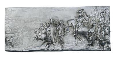 Matthias Melijn, plaquette Veldheer Ambrogio Spinola tijdens het beleg van Gulik in 1622, 1636, Antwerpen, zilver Rijksmuseum Amsterda