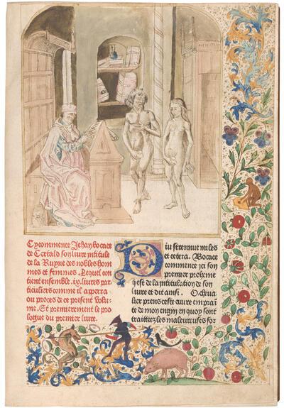 Giovanni Boccaccio, De la ruyne des nobles hommes et femmes, (Franse vertaling van De casibus virorum illustrium), incunabel, Brugge, Colard Mansion, 1476 Ne w York, The Morg a n L ibr ary & M useum, Ch L 1692M, f. 1 r