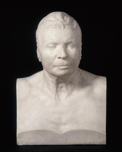 Guillaume Geefs, naar Augustin Dumont, Joseph-Basile Van Praet, borstbeeld in marmer, 1838? Brugge, Openbare Bibliotheek