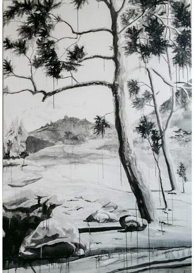 Klaus Verscheure, Hoping Against Hope, gouache op doek, 300 x 200 cm