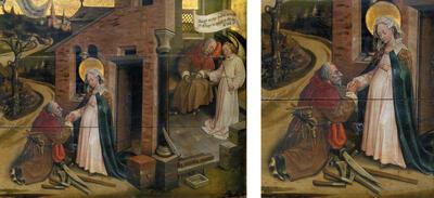 Het leven van Sint-Jozef, detail: Jozef keert terug naar Maria en vraagt knielend vergiffenis voor zijn twijfel en impliciete beschuldiging