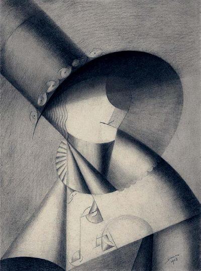 Marthe Donas, Vrouw met hoed,  potlood op papier 