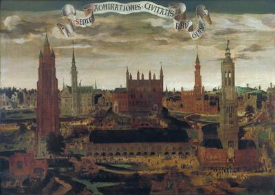 Pieter Pourbus, Pieter I Claeissens, De zeven wonderen van Brugge, Brugge, ca. 1550-1576, olieverf op paneel Brugge, Monasterium De Wijngaard