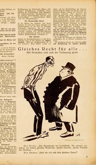 Frans Masereel, Gleiches recht für alle in Die Kämpferin, 