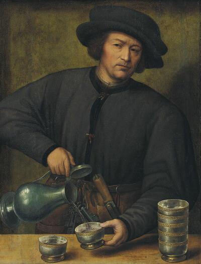 Tweede wereldoorlog, Joos van Cleve, portret van een wijnschenker, olieverf op paneel,