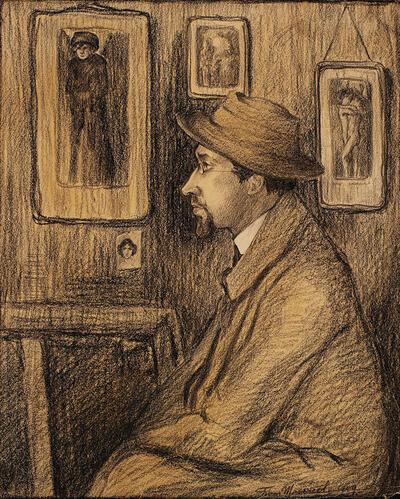 Frans Masereel, Zelfportret, potlood op papier, 