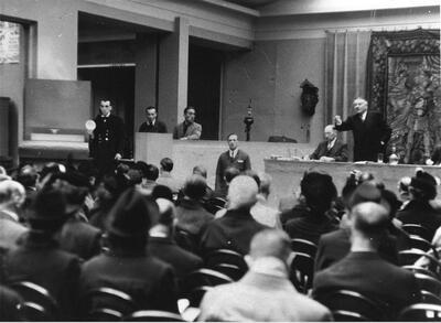 Tweede wereldoorlog, Kunstveiling in het Paleis voor Schone Kunsten in Brussel, 30 oktober 1942 Studie- en Documentatiecentrum Oorlog en Hedendaagse Maatschappij, Brussel