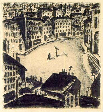 Frans Masereel, Suite Passion moderne, inkttekeningen, Le crucifié Kunstmuseum Winterthur, Harry en Margrit Joelson