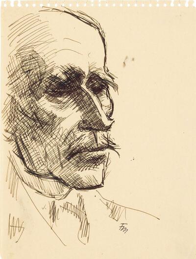 Frans Masereel, Profielportret van Romain Rolland, inkt op papier, Frank Hendrickx, Arte Ventuno Archives, Hasselt