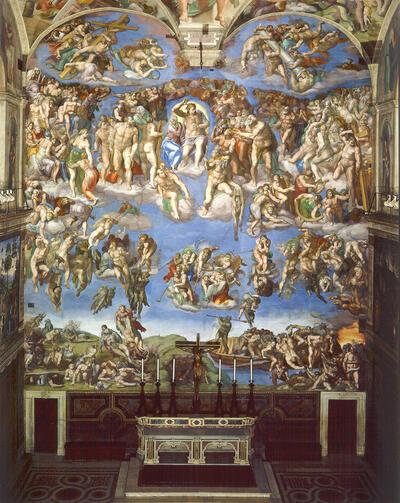 Pieter Pourbus, Michelangelo Buonarotti, Laatste Oordeel, Rome, 1541, fresco Rome, Sixtijnse kapel