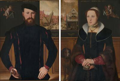 Pieter Pourbus, Portretten Jan van Eyewerve en Jacquemyne Buuck, Brugge, 1551, olieverf op paneel Brugge, Groeningemuseum