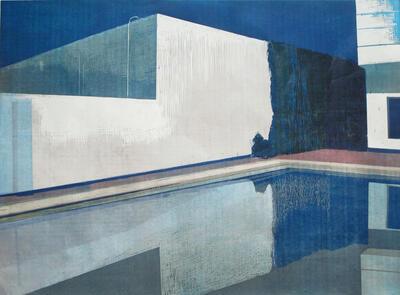 Goedele Peeters, Swimmingpool III, houtsnede, 