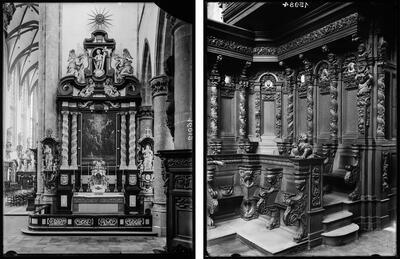 Collectie, zilvergelatine op glas, Sint-Pauluskerk, Sint-Jacobskerk, zijaltaar, koorgestoelte, Antwerpen, 