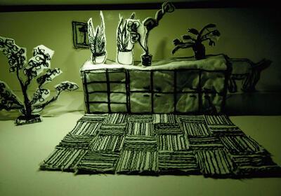 Naomi Kerkhove, Forest Fruit, Norfolk & Norwich Festival, mei 2015, geborduurde sets gemaakt uit brandvertragend textiel