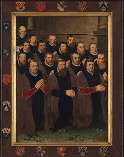 Pieter Pourbus, Portretluiken van de Edele Confrérie van het Heilig Bloed, Brugge, 1556, olieverf op paneel Brugge, Edele Confrérie van het Heilig Bloed