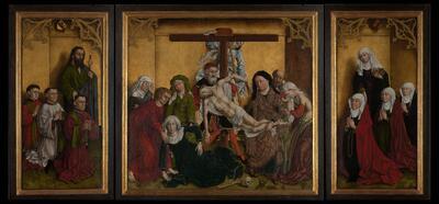 Naar Rogier van Der Weyden, Triptiek met de kruisafneming en schenkersportretten van Willem Edelheere en Aleydis Cappuyns