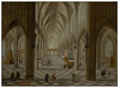 Pieter Neefs I, Interieur van de kathedraal van Antwerpen, olieverf op paneel