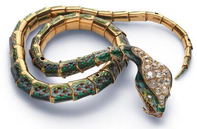 Anonieme meester, armband/halssnoer, ca. 1860, goud, email, robijn en diamant DIVA, Antwerpen - Foto: Dominique Provost