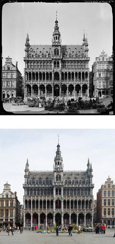 Collectie, Stéphane Bazzo, digitale opname, Theodor von Lüpke, Broodhuis, Grote Markt, Brussel, zilvergelatine op glas,