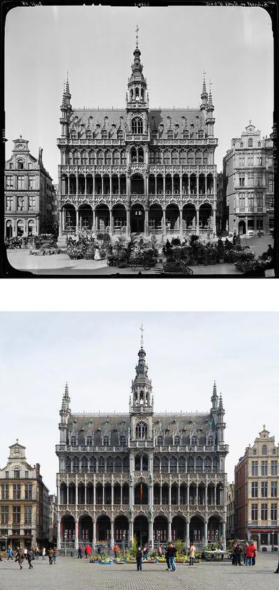 Collectie, Stéphane Bazzo, digitale opname, Theodor von Lüpke, Broodhuis, Grote Markt, Brussel, zilvergelatine op glas,