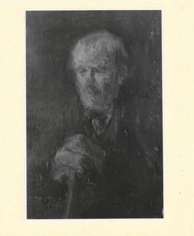 Tweede wereldoorlog, Gerecupereerde roofkunst die geveild werd na de oorlog. Josef Israels, Zittende oude man, olieverf op paneel,