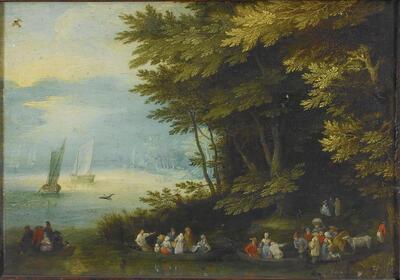 Tweede wereldoorlog, Rivierlandschap, olieverf op koper, Pieter Smidt van Gelder, Dienststelle Mühlmann, Jan I Brueghel,