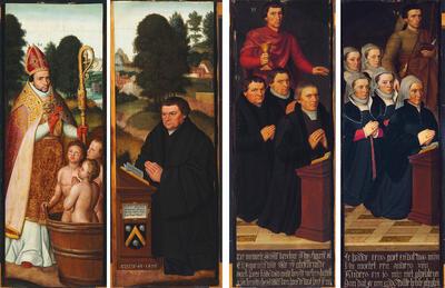Pieter Pourbus, Gillis Claeissens, Luiken van de triptiek van Claeys van de Kerchove en familie, Brugge, 1576, olieverf op paneel Boedapest, Szépmüvészeti Múzeum