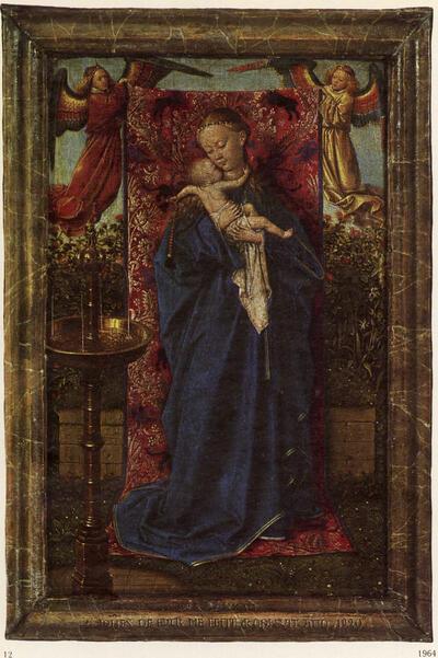Jan van Eyck, De Madonna bij de fontein, Hout,