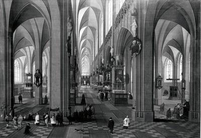 Onze-Lieve-Vrouwekathedraal, Peter Neeffs I & Frans III Francken, Interieur van de kathedraal te Antwerpen, eerste helft 17de eeuw BRUSSEL, KONINKLIJKE MUSEA VOOR SCHONE KUNSTEN VAN BELGIË