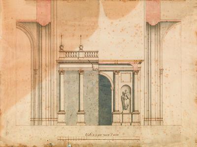 onze-lieve-vrouwekathedraal, Pierre Coreblom, Ontwerp voor het orgeldoksaal, 1804-1805, Antwerpen, Kathedraalarchief (in depot bij het architectuurarchief Provincie Antwerpen)