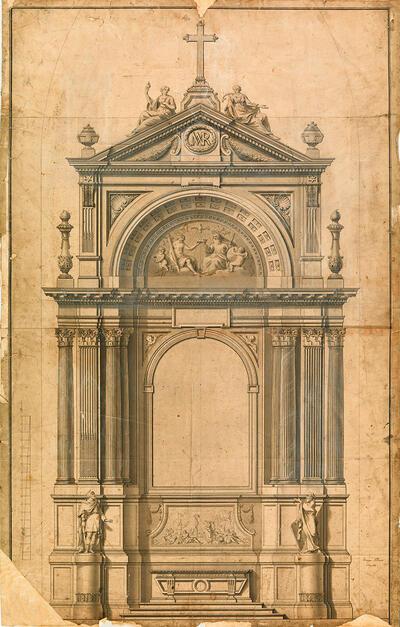 Jan Blom, Ontwerp voor het hoofdaltaar, 1817-1822, Antwerpen, Kathedraalarchief (in depot bij het Architectuurarchief Provincie Antwerpen), Onze-Lieve-Vrouwekathedraal,