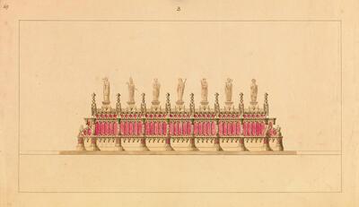 Anoniem, ontwerp voor een koorgestoelte, ca. 1839, Antwerpen, Kathedraalarchief (in depot bij het Architectuurarchief Provincie Antwerpen), Onze-Lieve-Vrouwekathedraal,