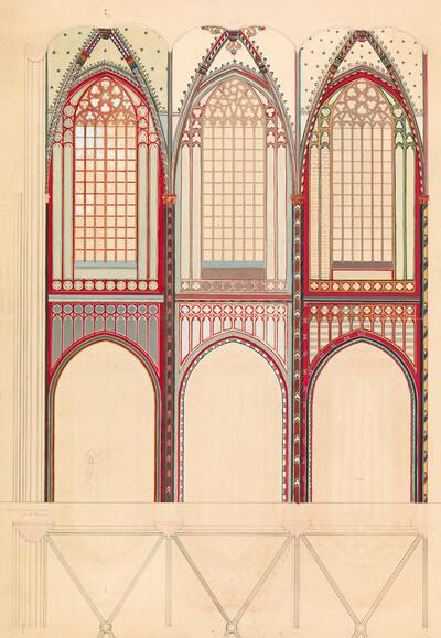 Louis Hendrix, Niet uitgevoerd project voor een decoratieve beschildering van het hoogkoor, ca. 1871, Antwerpen, Kathedraalarchief (in depot bij het architectuurarchief Provincie Antwerpen), Onze-Lieve-Vrouwekathedraal,