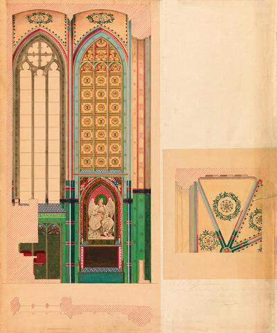 Frans Baeckelmans, Ontwerp voor de decoratie van de kapel van de Heilige Barbara, 1891, Antwerpen, Kathedraalarchief (in depot bij het Architectuurarchief Provincie Antwerpen), Onze-Lieve-Vrouwekathedraal,